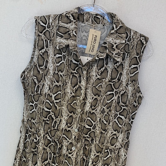 Laura Bianchi 100% Linen Python Print Dress • Sz S • Made in Italia 🇮🇹 NWT - Picture 3 of 12